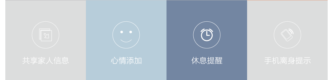 共享家人信息、心情添加、休息提醒、手机离身提示 共享家人信息、心情添加、休息提醒、手机离身提示