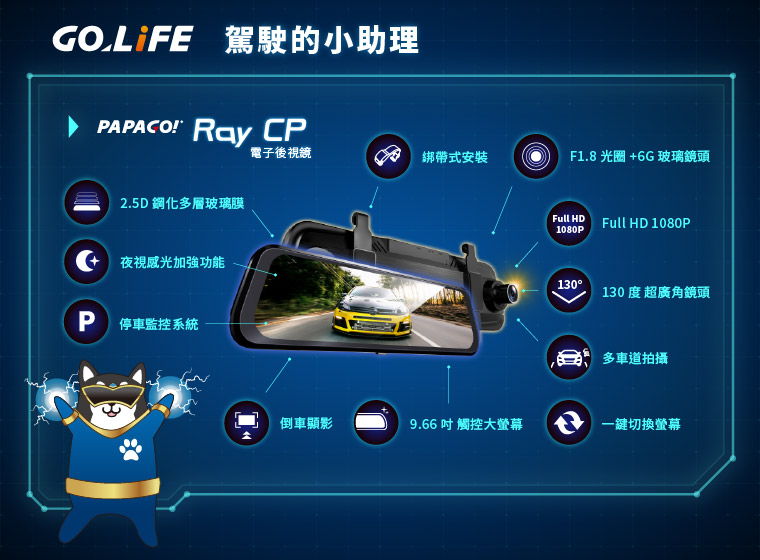 PAPAGO! Ray CP 電子後視鏡是你的駕駛的小助理!